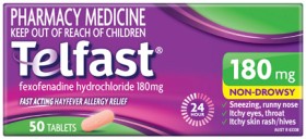 Telfast+Hayfever+Allergy+Relief+180mg+50+Tablets