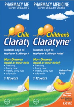 Claratyne+Children%26rsquo%3Bs+Hayfever+%26amp%3B+Allergy+Relief+Peach+Flavour+Syrup+150mL