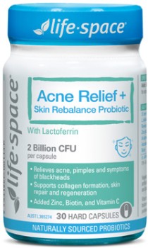 Life-Space+Acne+Relief+%2B+Skin+Rebalance+Probiotic+30+Capsules