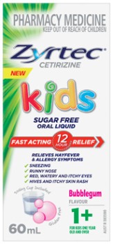 Zyrtec-Kids-Allergy-Hayfever-Relief-Bubblegum-Flavour-Oral-Liquid-60mL on sale
