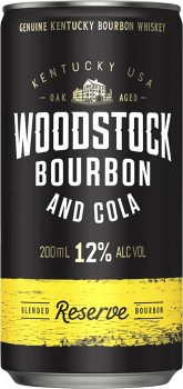 Woodstock-Bourbon-Cola-12-Cans-200mL on sale