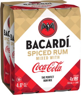 NEW-Bacardi-Spiced-Rum-and-Coca-Cola-330mL-Can on sale