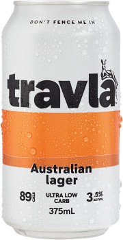 Travla-Mid-Strength-Lager-Block-Cans-375mL on sale