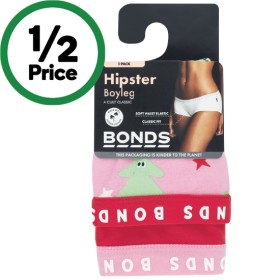 Bonds-Ladies-Hipster-Boyleg-Assorted-Pk-2 on sale