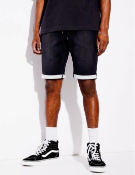 Kenji-Knit-Denim-Short-Black on sale