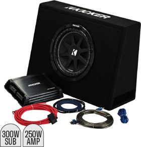 Kicker-10-Subwoofer-in-Slim-Enclosure-Plus-Amplifier-Wiring-Kit on sale