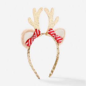 Christmas-Reindeer-Headband-Red-White-Brown-and-Gold-Tone on sale