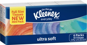 Kleenex-Everyday-Ultra-Soft-Facial-Tissues-Pocket-Pack-3-Ply-6-Pack on sale