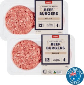 Coles+Classic+Burgers+400g-500g