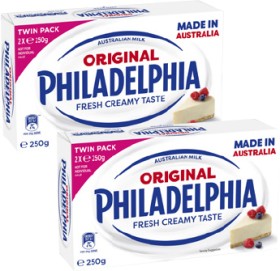 Philadelphia-Cream-Cheese-Block-Twin-Pack-2x250g on sale