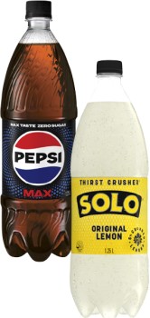 Pepsi-or-Solo-Soft-Drink-125-Litre on sale