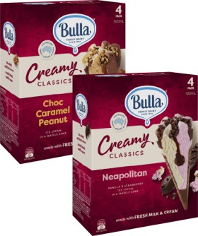 Bulla-Creamy-Classics-Ice-Cream-Cones-4-Pack-520mL on sale