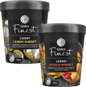 Coles-Finest-Luxury-Sorbet-Tub-500mL on sale