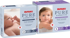 Huggies-Pure-Sensitive-Nappy-Pants-40-Pack-54-Pack-or-Nappies-68-Pack-86-Pack on sale