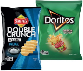 Doritos-Corn-Chips-110255g-or-Smiths-Double-Crunch-Chips-150g-Selected-Varieties on sale