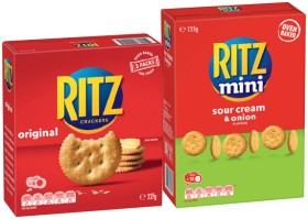Ritz-Crackers-155250g-or-Olinas-Bakehouse-Crackers-100g-Selected-Varieties on sale