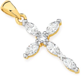 Alora-9ct-Gold-12-Carat-TW-Lab-Grown-Diamond-Cross-Pendant on sale
