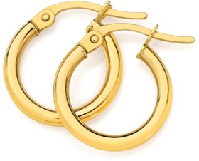 9ct-Gold-Polished-2x10mm-Hoop-Earrings on sale