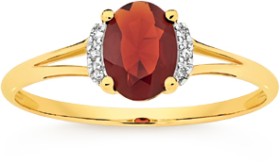 9ct-Gold-Garnet-Diamond-Ring on sale