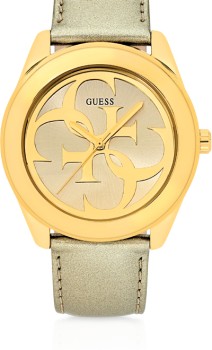 Guess-G-Twist-Gold-Tone-Leather-Strap-Ladies-Watch on sale