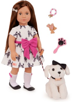 Our+Generation+Doll+with+Bow+Dress+%26amp%3B+Pup+Gemma+%26amp%3B+Gigi