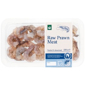Woolworths-Chilled-Raw-Prawn-Meat-220g on sale