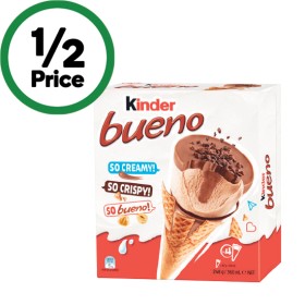 Kinder-Bueno-Frozen-Dessert-Cones-360ml-Pk-4 on sale