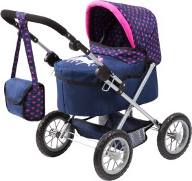 Bayer-Trendy-Doll-Pram-Blue-With-Hearts-Unicorn on sale