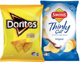 Doritos-Corn-Chips-150170g-or-Smiths-Thinly-Cut-Chips-175g-Selected-Varieties on sale