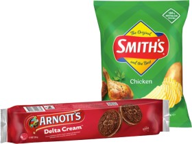 Arnotts-Cream-Biscuits-250g-Smiths-Crinkle-Cut-Chips-150170g-or-Sunbites-Grain-Waves-Wholegrain-Chips-170g-Selected-Varieties on sale