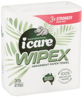 Icare+Wipex+100%25+Recycled+Paper+Towel+3+Ply+2+Pack