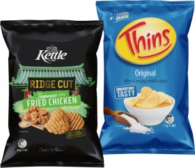 Kettle+Ridge+Cut+Potato+Chips+165g+or+Thins+Chips+150%E2%80%91175g+Selected+Varieties