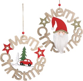 Merry+Christmas+Wreath+Plaque+Assorted