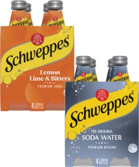 Schweppes-Soft-Drink-Mixers-or-Mineral-Water-4x300mL on sale