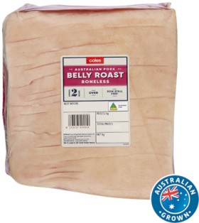 Coles-Australian-Pork-Belly-Roast-Boneless on sale