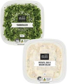 Coles-Kitchen-Potato-Egg-Bacon-Salad-650g-or-Tabbouleh-Salad-460g on sale