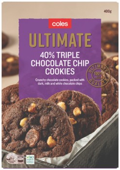 Coles+Ultimate+40%25+Triple+Chocolate+Chip+Cookies+400g