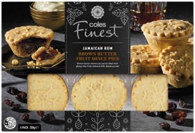 Coles-Finest-Jamaican-Rum-Brown-Butter-Fruit-Mince-Pies-6-Pack-350g on sale