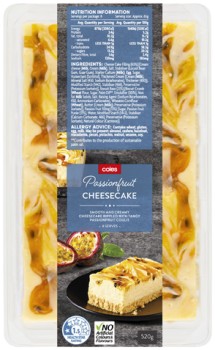Coles-Passionfruit-Cheesecake-Bar-520g on sale