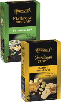 Arnotts-Flatbread-Dippers-or-Sourdough-Crackers-130g-150g on sale