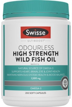 Swisse-Ultiboost-Odourless-High-Strength-Wild-Fish-Oil-Capsules-200-Pack on sale