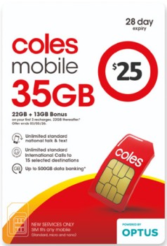Coles-Mobile-25-Prepaid-SIM on sale