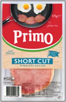 Primo-Wood-Smoked-Short-Cut-Rindless-Bacon-175g on sale