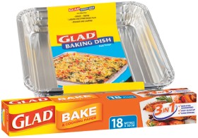 Glad+Bake+%26amp%3B+Cooking+Paper+18mx30cm+or+Baking+Dish+Foil+Trays+2+Pack