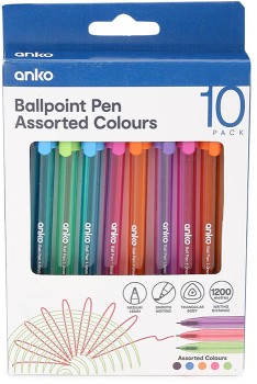 10+Pack+Assorted+Colours+Ballpoint+Pens