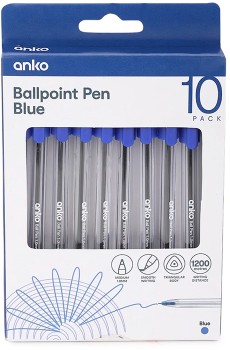 10+Pack+Ballpoint+Pens+-+Blue
