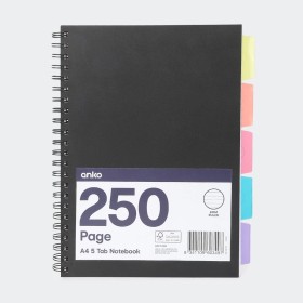 250-Page-A4-5-Tab-Notebook-Black on sale