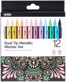 12+Pack+Dual+Tip+Metallic+Marker+Set