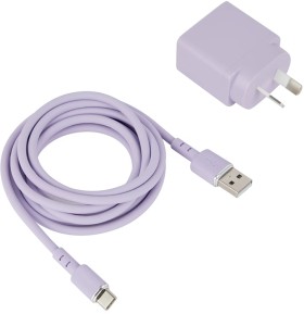 Wall-USB-Charger-with-USB-A-to-USB-C-Purple on sale