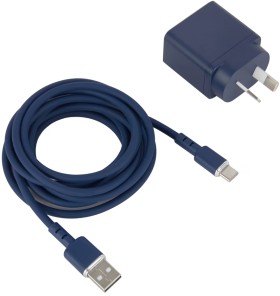 Wall+USB+Charger+with+USB-A+to+USB-C+Cable+-+Blue